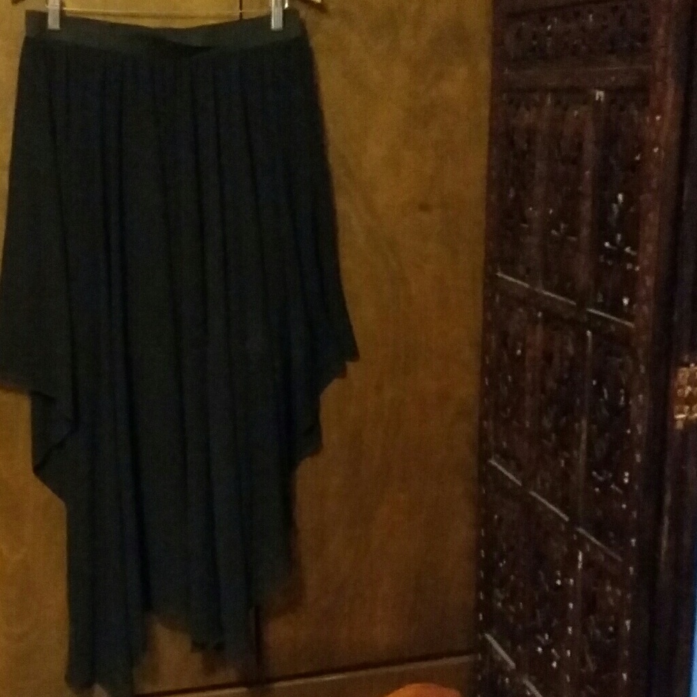 NWOT P LUCA MILAN Black Sheer High/Low Skirt - Picture 4 of 7